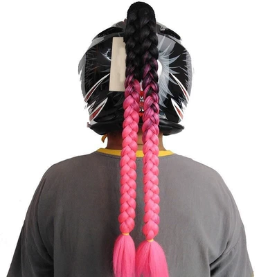 Accessories: Motosiklet dəbilqələri - black-pink-stitching