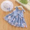 Summer sleevless dress girl's for princess with bow, 1234 years, flowered