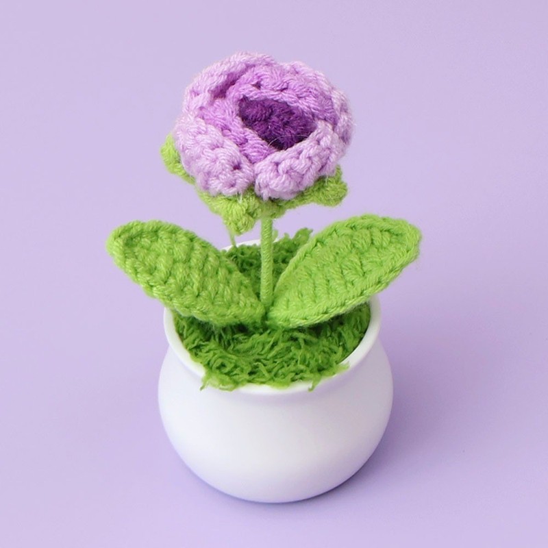 完成したウールひまわり鉢植えスズラン造花チューリップデスクトップ装飾品バレンタインデー教師クラスメートギフト|undefined