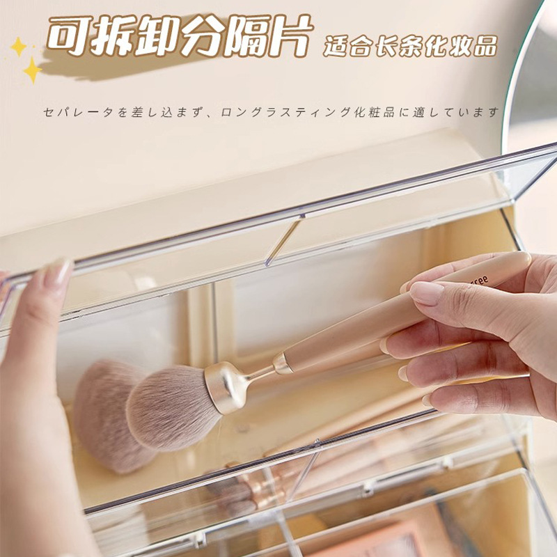 収納ボックスオフィスデスクトップオーガナイザー寝室ドレッシングテーブル眉毛ペンシルアイシャドウ化粧品収納ボックス防塵化粧ブラシ|undefined