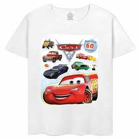 赛车总动员Cars Movies白色圆领儿童短袖DIY定制男女孩T恤上衣服