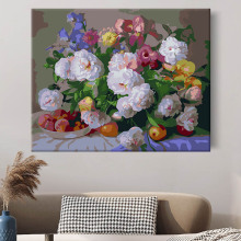 diy数字油画手工绘填色油彩画跨境花卉装饰画6027-B277卷起千堆雪