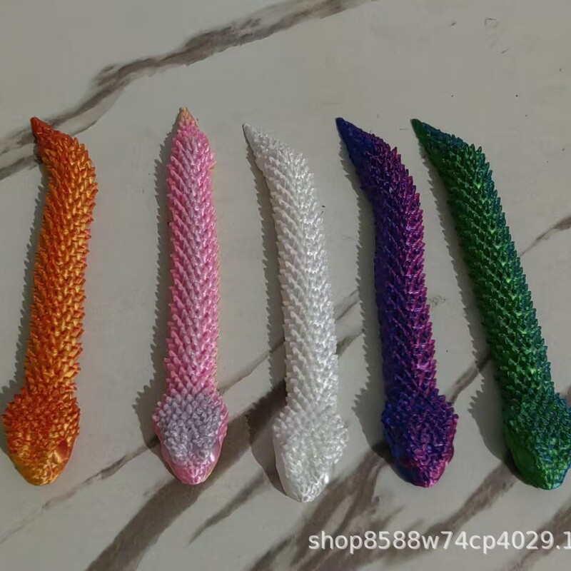 Year of the snake 3D printing viper Chinese dragon crystal dragon mini smart joint movable small snake factory direct wholesale