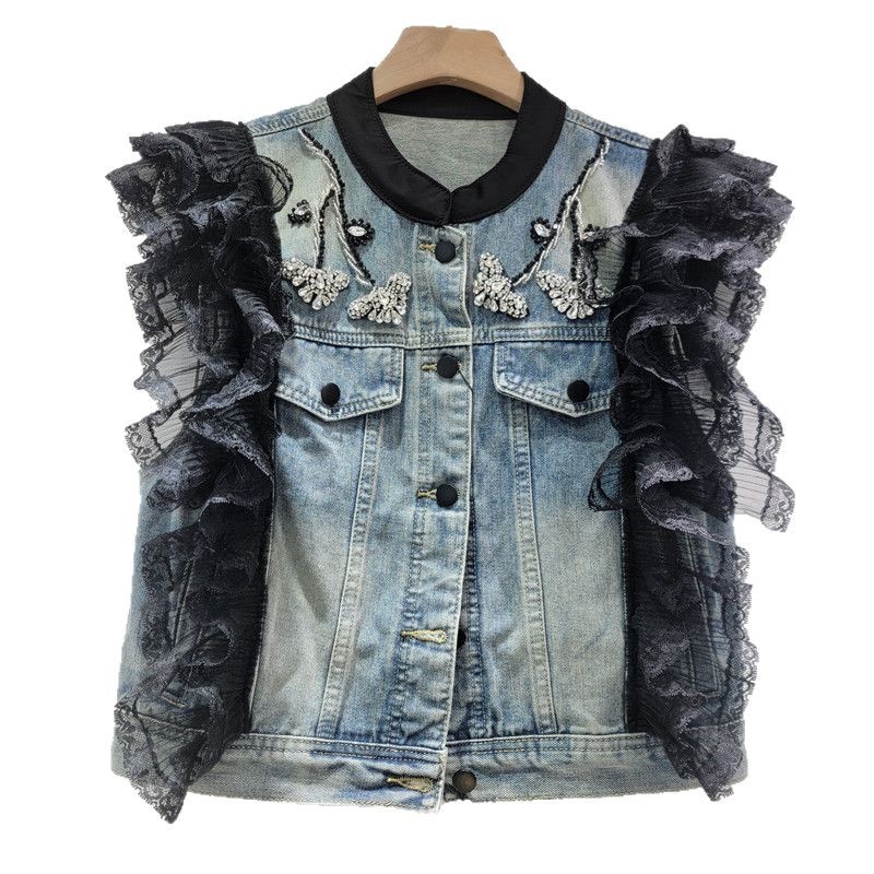 Sense of Design Heavy Industry Diamond Encaje Chaleco de costura Chaleco Mujer 2025 Verano Nuevo estilo Chaqueta suelta sin mangas image 5