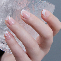 Fresh and Gentle Wind Wearable Nail Sticker Heart French Student Short Nail Beauty Nail Stickers Bulk Disposable