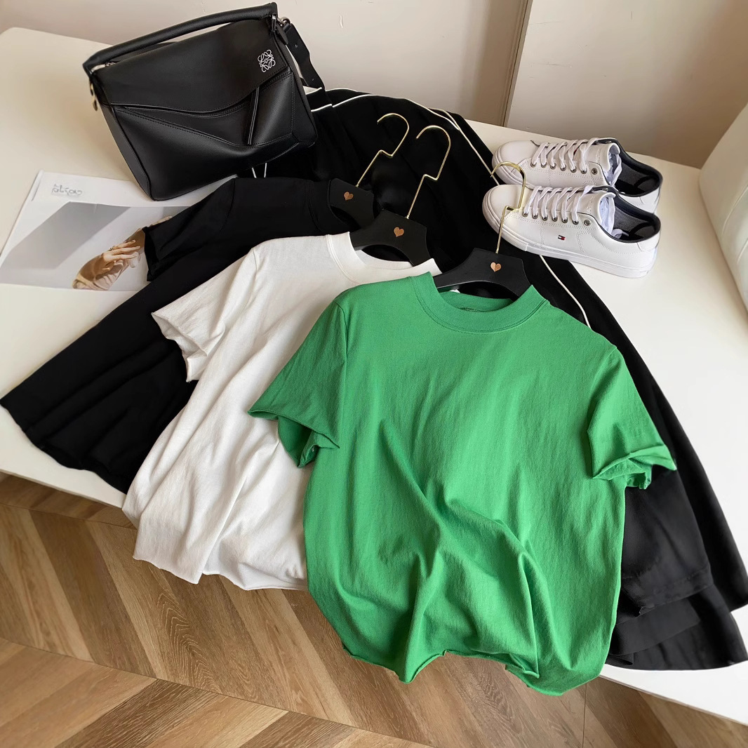 TR spring and summer ZUI new ~ fashionable with ~ very simple wind turquoise green short sleeve T-shirt