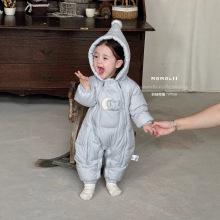 婴儿羽绒连体衣男女宝宝超萌外出爬服冬装哈衣可爱保暖白鸭绒冬装