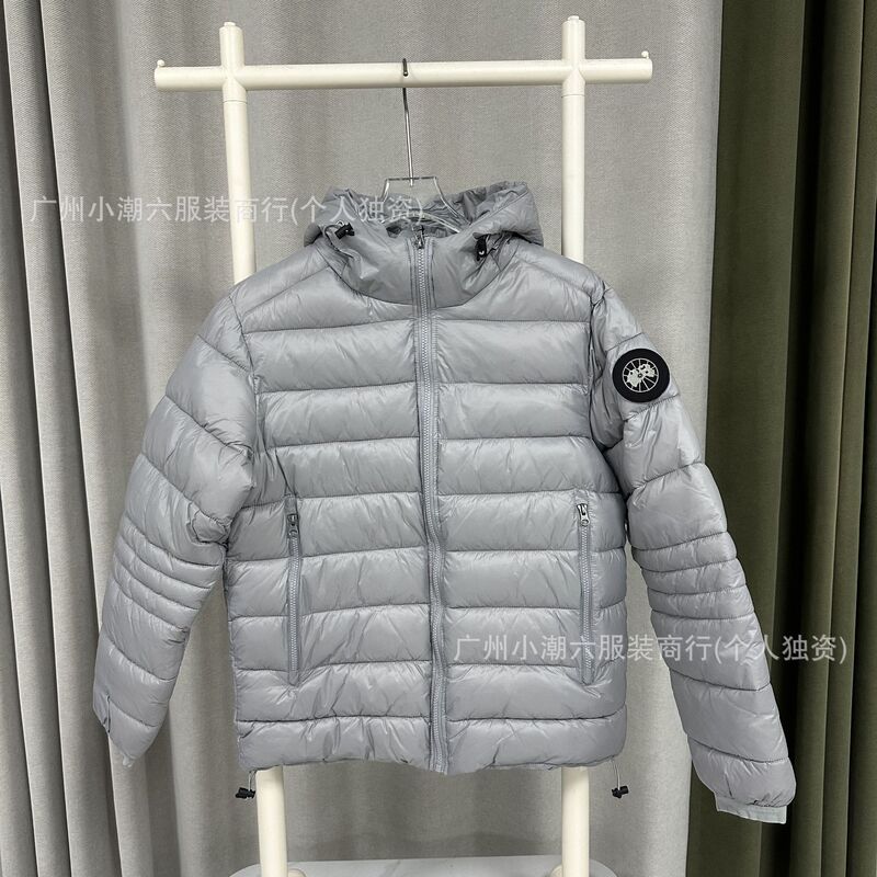 海外版SS23大鹅GOOSE保暖纯色连帽徽标棉服男Cypress系列外套亮面|undefined