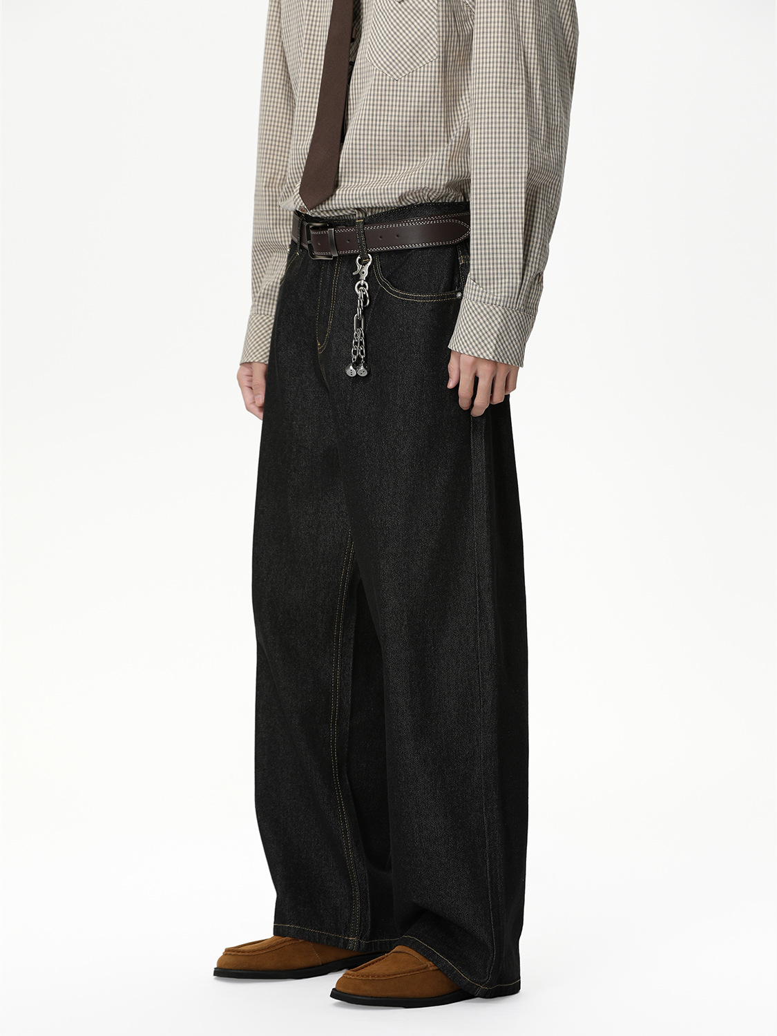 MTLCLOTHES Hombres| Pantalones rectos casuales de vaca limpia, piernas largas, vaqueros rectos de estilo general