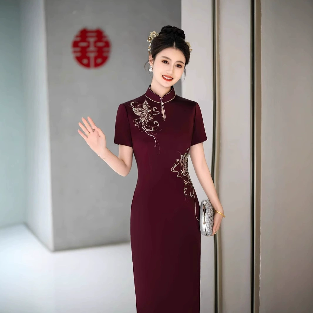 Свадебное платье для свекрови 2025 новый весеннее платье с высоким содержанием уксусной кислоты cheongsam благородное свадебное платье для мамы