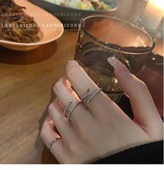 Minimalist Design Lightweight Diamond Open Ring for Women, Cool Style Fashion Chain Personality Index Finger Ring, Ins Trendy High-end
