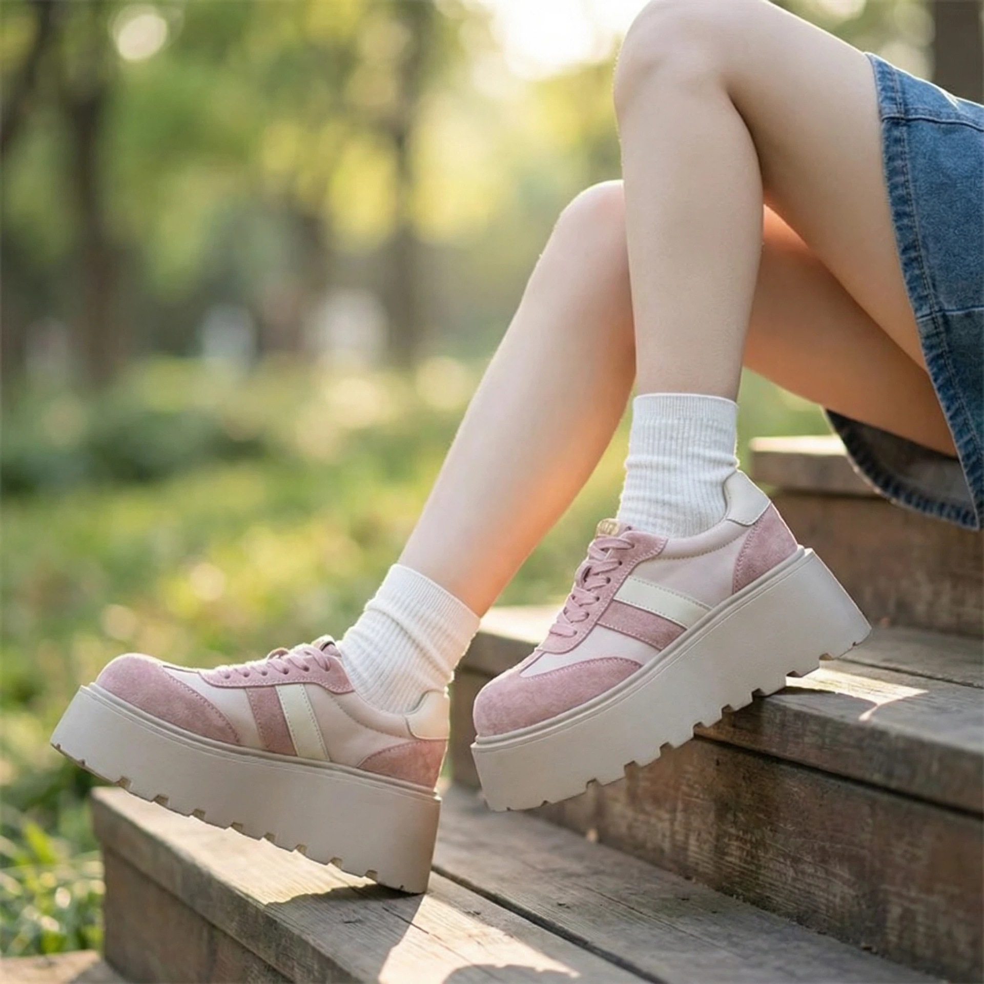 Muffin zapatos de base gruesa para mujeres 2026 nueva primavera y otoño pequeño aumento de altura zapatos de entrenamiento de la ley universal zapatos deportivos casuales