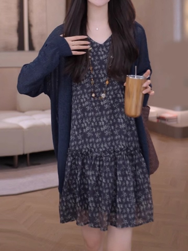 大码中长款针织开衫防晒罩衫女士夏季2025新款薄款空调衫长袖上衣|undefined