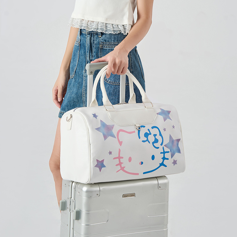 跨境可爱Kitty猫短途旅行包女2026新款简约出差行李包运动健身包