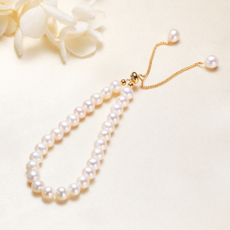 Suministro directo de pequeñas joyas, cuentas, puesto, fuente de pulsera de perlas, pulsera de perlas, pulsera de perlas de agua dulce barroca, mujer