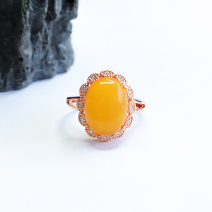 As Yu natural amber ring old beeswax full of honey pigeon egg ring ring factory wholesale HP3053002
