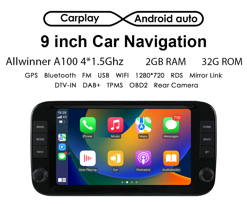 9inch Suitable for 2013-2024 Fiat Panda Android Large-Screen Gps Car Navigation and Central Control All-In-One Device
