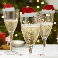 クリスマス帽子グラスカード祝日装飾クリスマスグラス爆発クリスマスワイングラスカードサンタクロース10個
