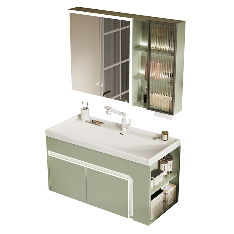 profundizar en cerámica integral cuenca oceánica panal de abeja gabinete de baño combinación lavabo de mano lavabo de almacenamiento lateral lavabo