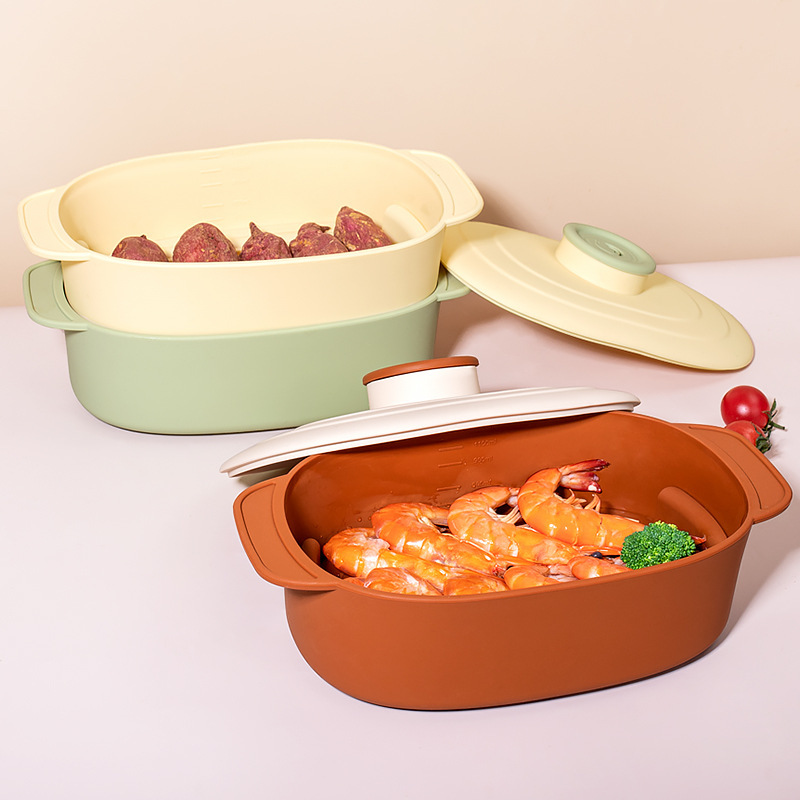 2025新款厨房产品실리콘 찜기食品级硅胶蒸锅多功能减脂蒸饭菜盒|undefined
