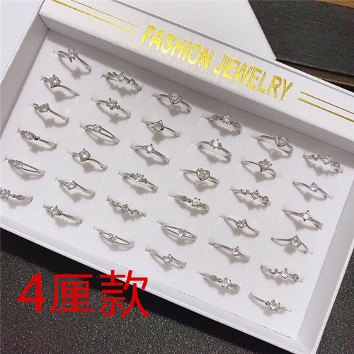 New versatile classic single diamond ring Korean style hot selling engagement six claw claw open adjustable ring