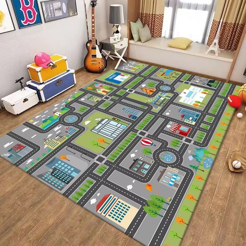国境を越えた子供用カーペット、駐車場ゲーム、クライミングマット、交通道路フロアマット、早期教育幼稚園カーペット、代理販売可能|undefined