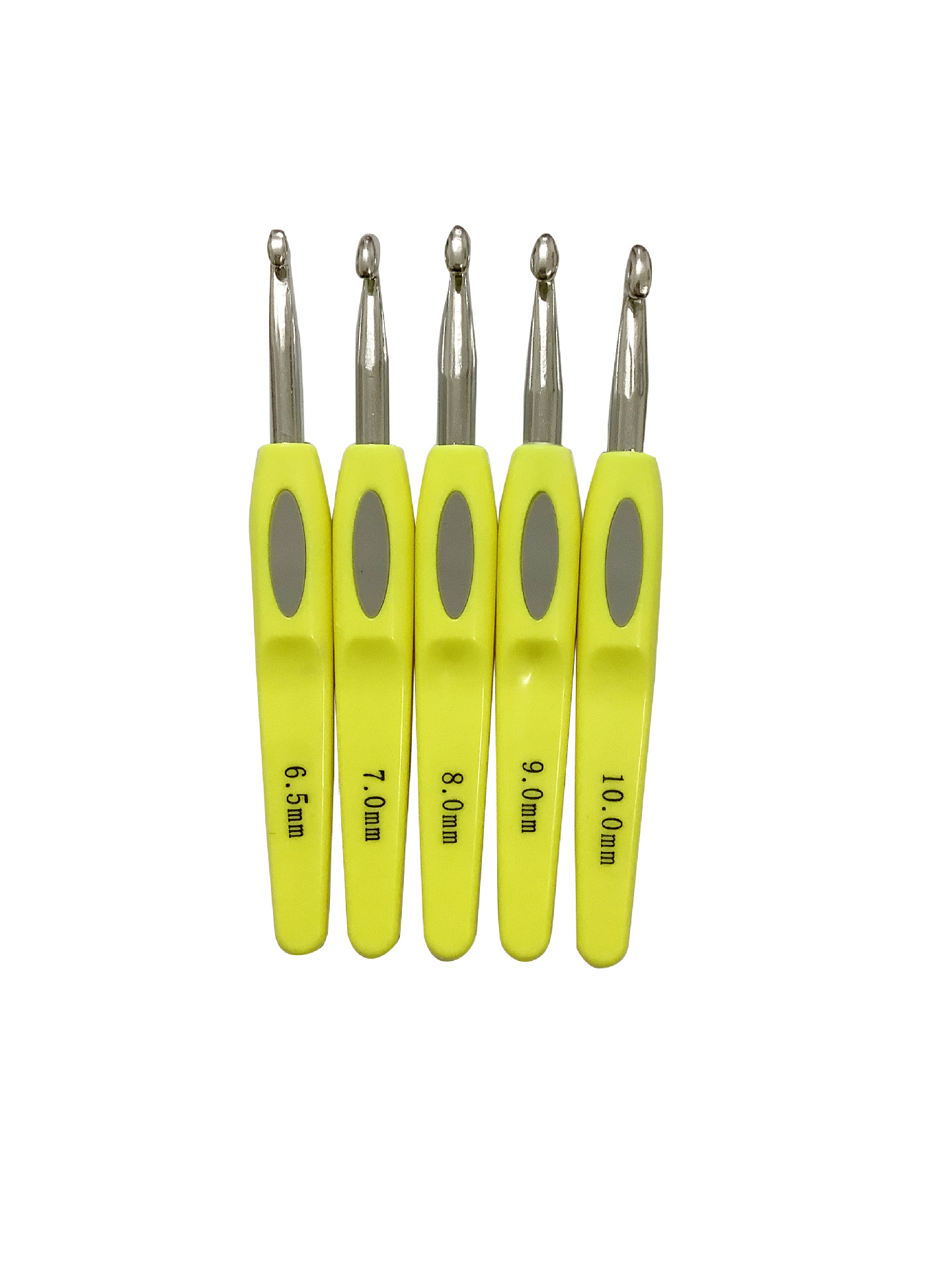 Herramientas de tejer mango plástico aguja del suéter marrón suave chapa aluminio ganchillo conjunto 8 OPP bolsa embalaje