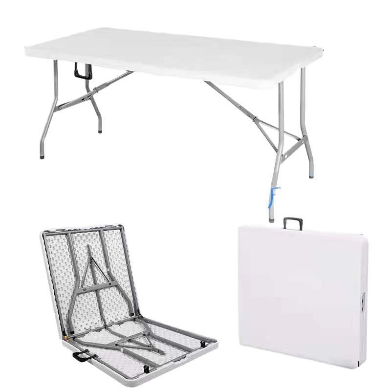 Mesa plegable al aire libre mesa de mesa de comedor simple casera mesa plegable moldeada por soplado mesa de plástico portátil mesa larga