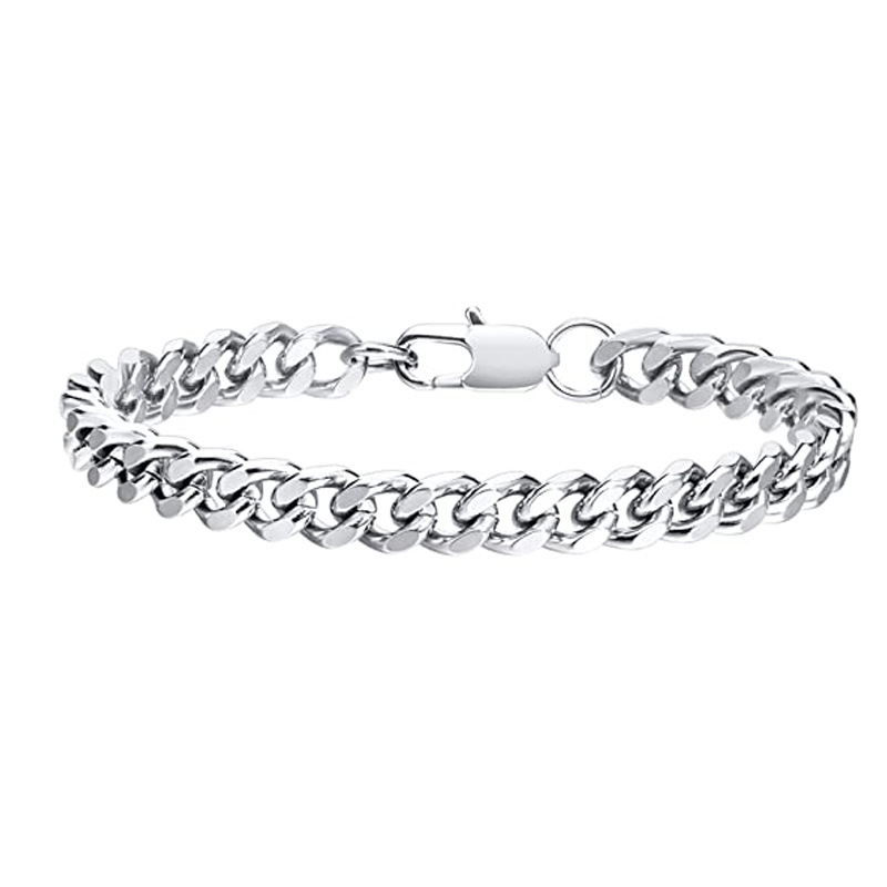 Xinghe de acero inoxidable de cuatro lados de molienda ensanchado audaz hip hop dominante pulsera de acero de titanio cadena cubana personalidad punk amigo masculino