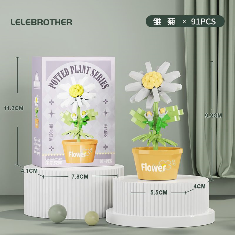 Compatible con flores eternas girasoles de hibisco alta flor de maceta de montaje de bloques de construcción adornos juguetes para niños niñas