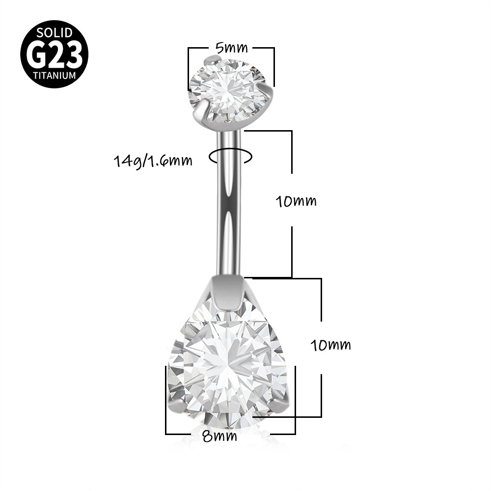 Fashion Water Droplets Titanium Inlay Zircon Unisex Belly Ring 1 Piece display picture 1