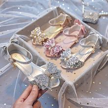 新款女童高跟水晶公主鞋中大童小学生演出舞台主持凉鞋走秀儿童鞋