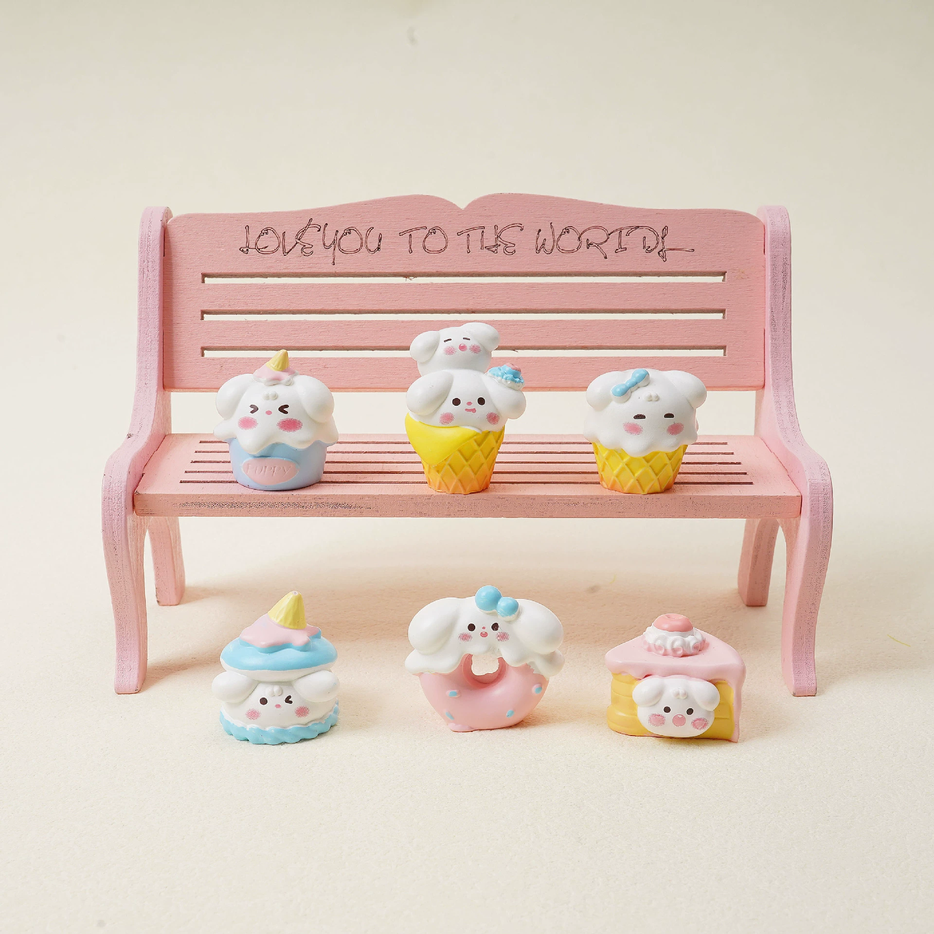 Симпатичные десерты щенки едят играть микро-ландшафтный креативный торт украшения украшения животных diy аксессуары крем-клей смолы