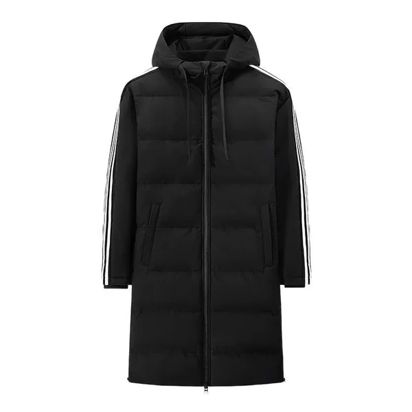 Cross-border group purchase of three-stripe cotton jackets for men and women, winter over-the-knee long cotton coats, sports training workwear cotton jackets