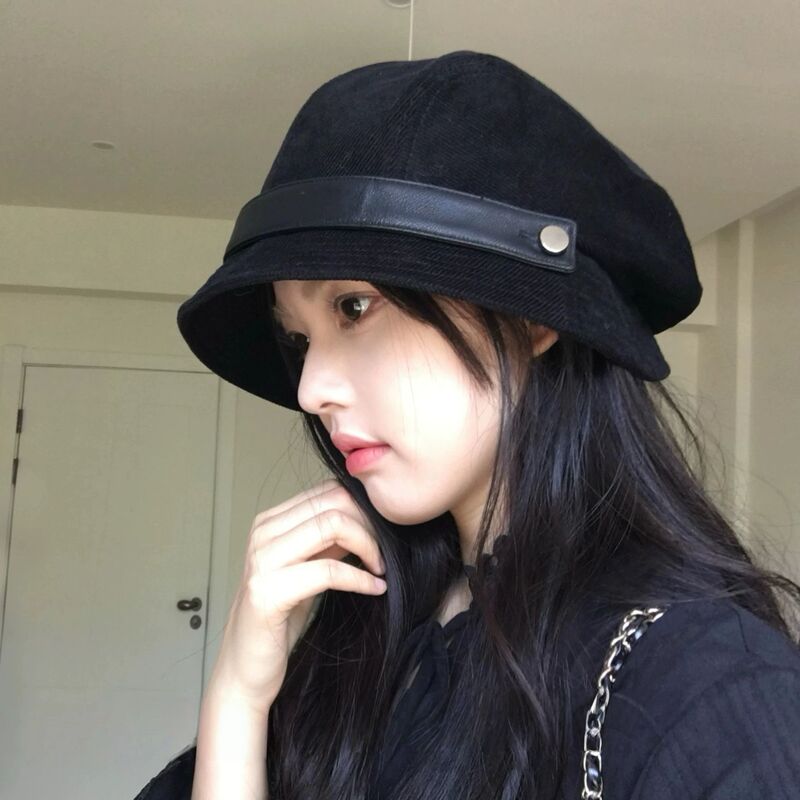 灯芯绒渔夫帽女2025新款气质一帽多戴可做小礼帽高性价比骑车可戴|undefined