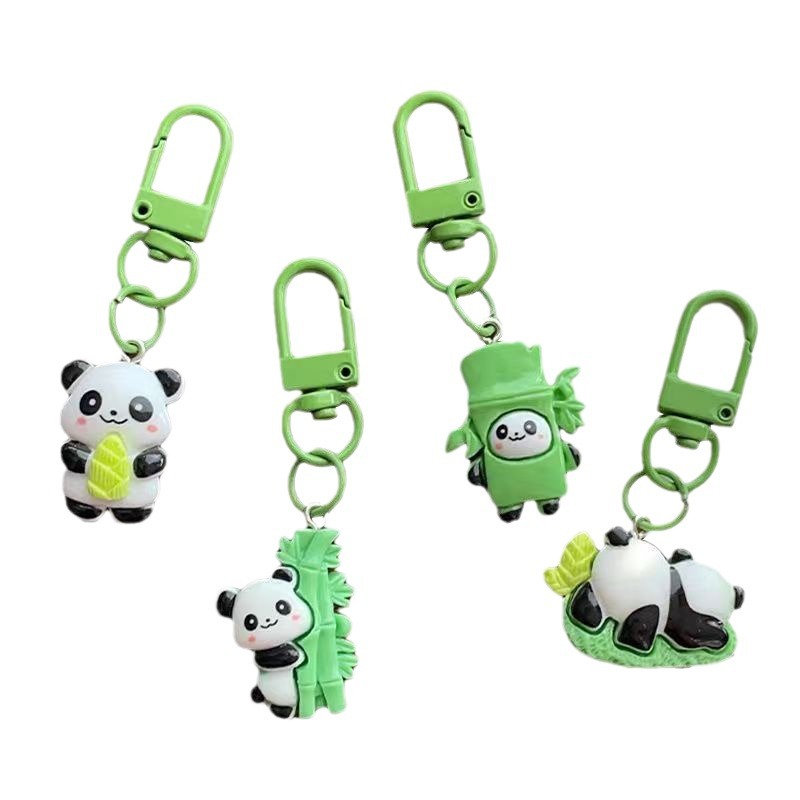 Caricatura panda bambú llavero auriculares accesorios colgantes accesorios para niñas DIY pareja amigos pequeños regalos