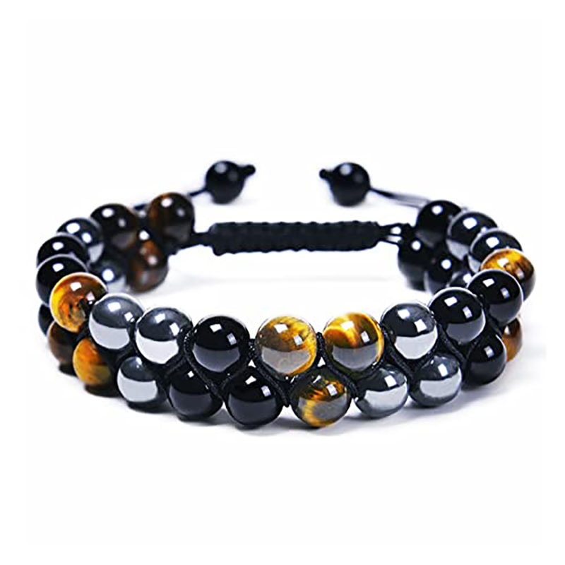 Europe and America Cross border Best Sellers natural Tiger Eye Stone Energy Hand string manual For justice Double row Tiger Eye men and women Bracelet