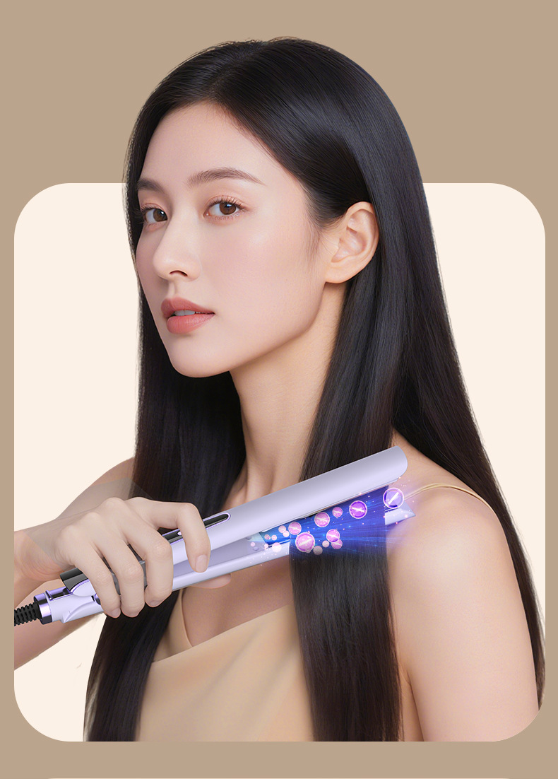 Cross-border Direct Shipping 2-in-1 Straightener and Curler Plate Negative Ion Digital Display Hair Straightener Bangs Anti-scald Non-damaging Dry and Wet Dual-use