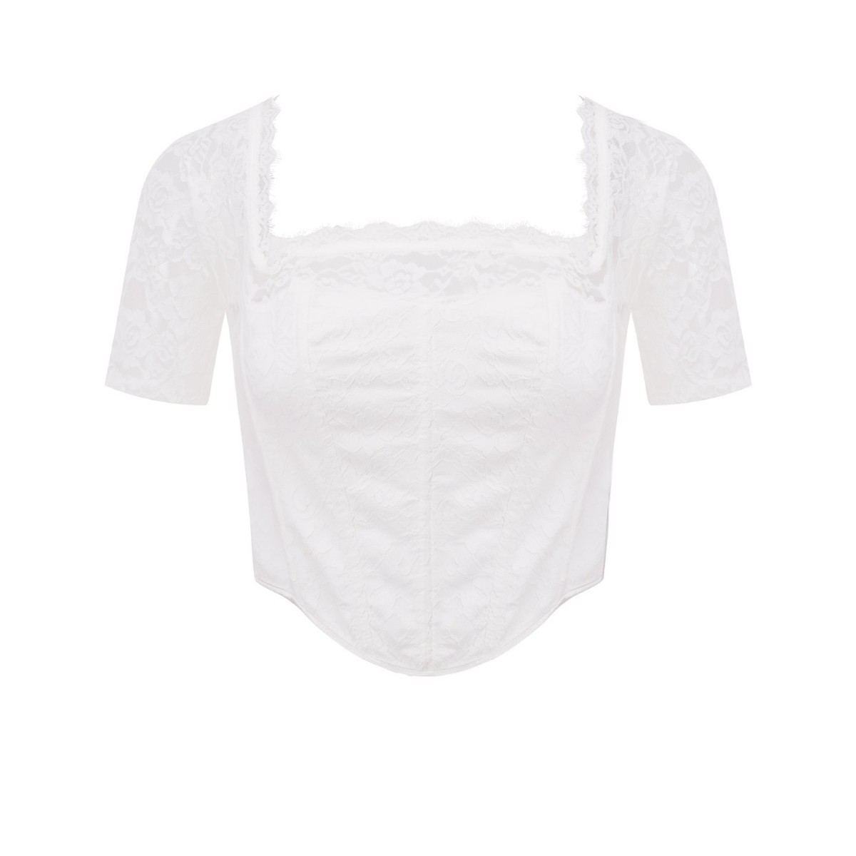 Chica caliente francesa pura y dulce hombro blanco corto encaje delgado vestido de cuerpo de hombro abierto