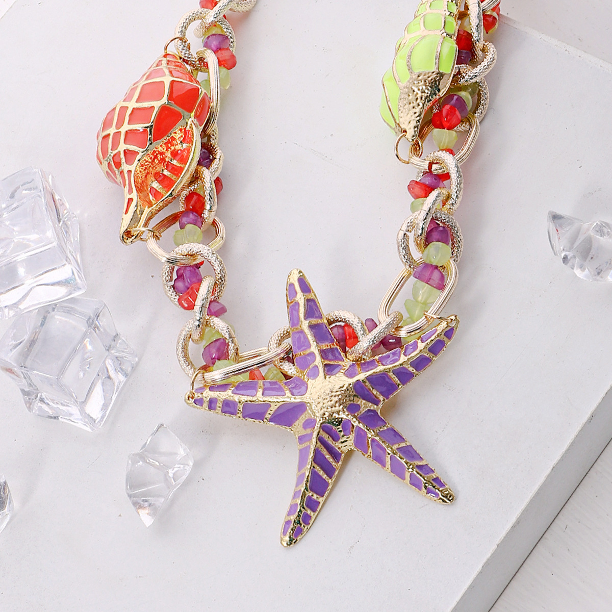 Vacation Starfish Conch Alloy Enamel Womenu0027S Necklace 1 Piece