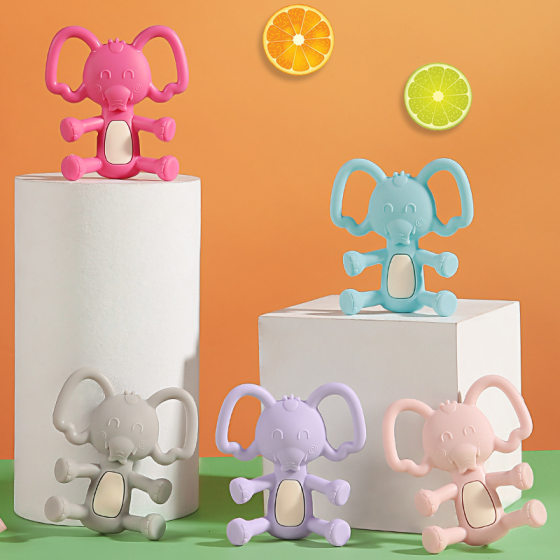 New Baby Gum Grinding Stick Baby Bite Elephant Animal Gum Food Silicone Storage Box Toy