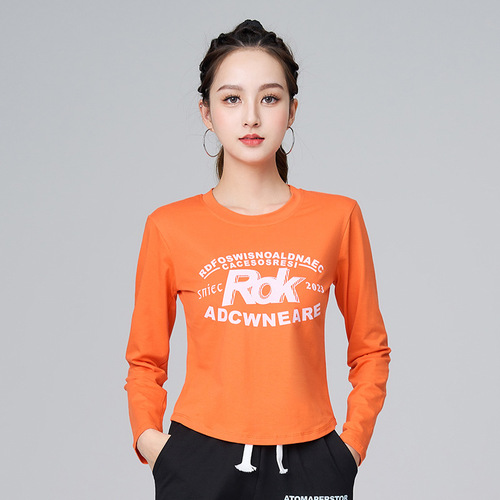 Square dance clothing new style female aerobics performance dance clothing stage casual internet celebrity sports top 303 single shot