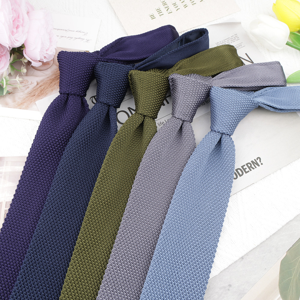 现货领带平头针织领带窄版毛线英伦休闲百搭女学院风纯色个性潮