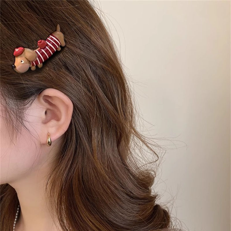 New Dachshund Puppy Fun Animal Hairpin Female Niche Design Sense Cute Side Duckbill Clip Broken Hair Bangs Clip