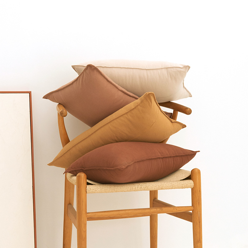 Nordic Minimalist Washable Cotton Solid Edge Cushion Cover Soft Hand Feel Hug Pillow Cover Amazon Cushion Cover