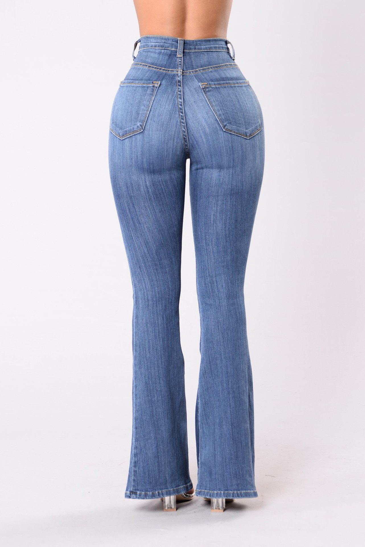 Women's Clothing Women's Slim Fit High Waist Flared Jeans Curved Hips Denim For Formal & Casual For Women_ecoleips.com