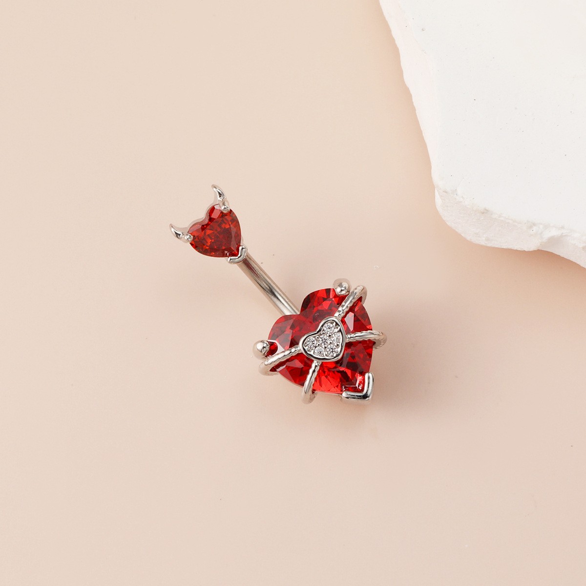 Cross-border Stainless Steel Sweet And Cool Style Spicy Girl Piercing, Little Devil Navel Ring With Zircon, Sexy_voghion.com