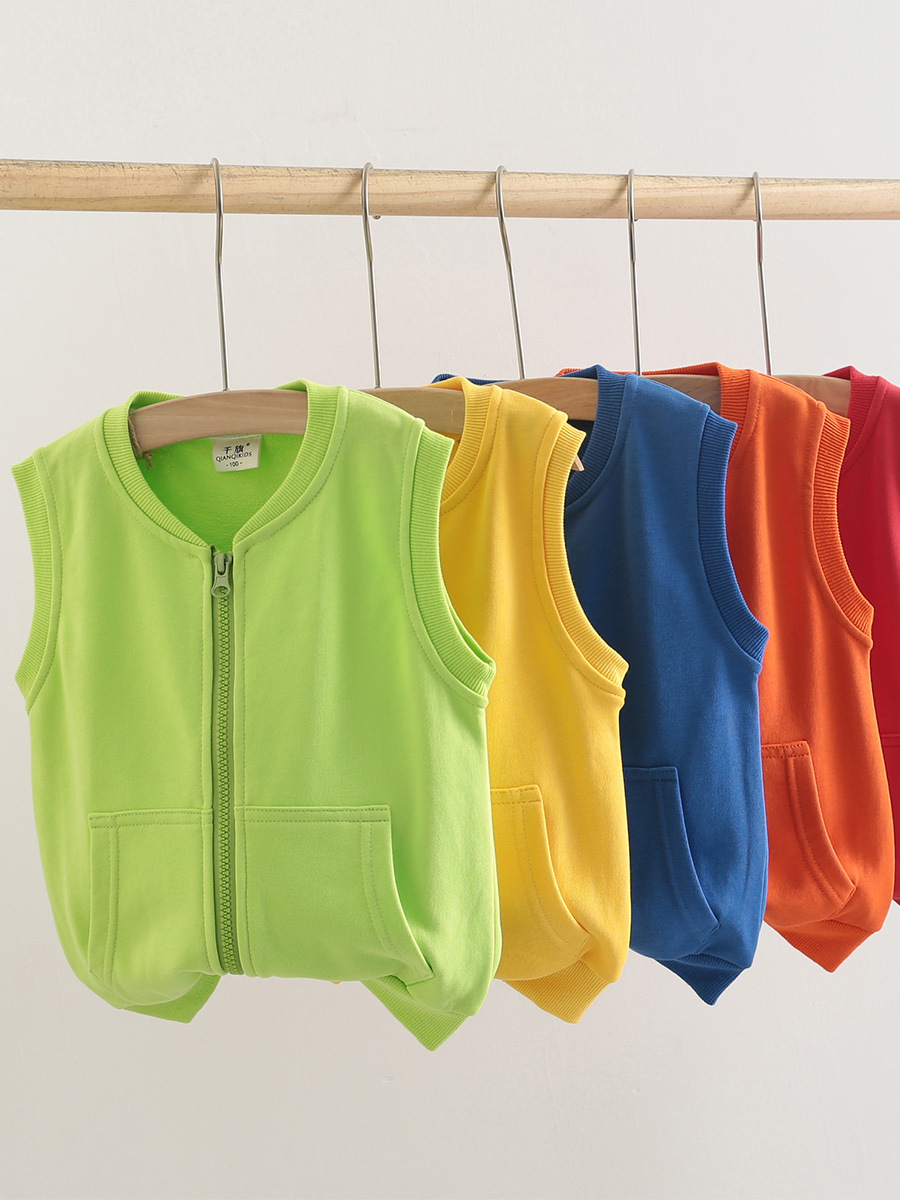 Children's Vest Spring and Autumn New Thin Outer Wear for Men and Women Children's Cotton Vest Kindergarten Clothing Printed logo