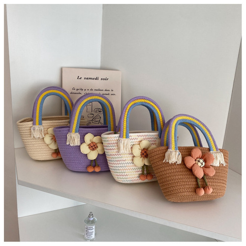 Straw bag women's  new Korean style trendy small fresh rainbow handbag Internet celebrity versatile foreign style handbag