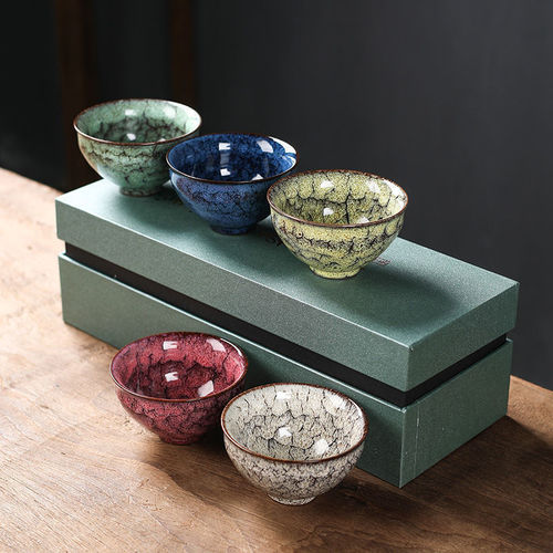 Jianzhan kiln change five elements cup tea cup Gongfu tea set ceramic gift Tumen master cup gift box master cup single cup 